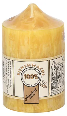 Produktbild von 100% Bienenwachs Stumpenkerze "Struktur" Honig 110 x Ø 65 mm