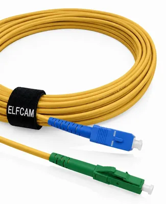 Produktbild von Elfcam - 0,5m Glasfaserkabel LC/APC auf SC/UPC, OS2 Singlemode Simplex 9/125μm,