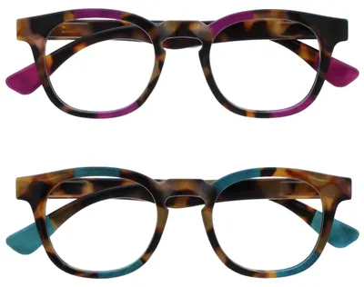 Zdjęcie produktu dla Okulary do czytania +2,50, 2 sztuki, brązowa oprawka imitująca żółty żółw, przeznaczone do czytania