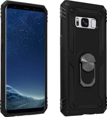 Image de Avizar, étui hybride pour téléphone portable avec support pour anneau pour Samsung Galaxy S8, noir