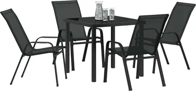 Immagine prodotto di vidaXL Set da pranzo da giardino 5 pezzi in acciaio verniciato a polvere nero