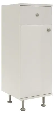 Produktbild von haaus Zaria Badschrank, 1 Schublade, 1 Tür, MDF, Weiß Hochglanz/Weiß, 30 x 35 x 85 cm