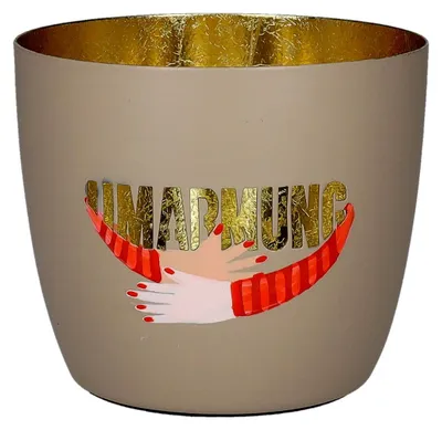 Produktbild von Gift Company Madras Windlicht M Umarmung sandstone/gold 8,5cm