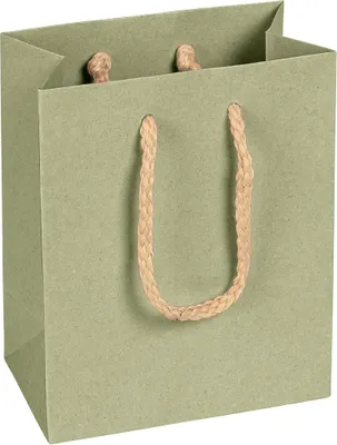 Produktbild von Papiertragetaschen, Salbeigrün, 12 x 15 x 7 cm, Baumwollkordel - 12er Pack