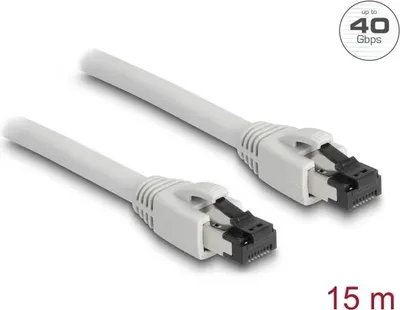 Immagine prodotto di Delock - Cavo patch - da RJ-45 (M) a RJ-45 (M) - 15,0 m - 7,5 mm - SFTP, PiMF - CAT 8.1 - Grigio (80565)