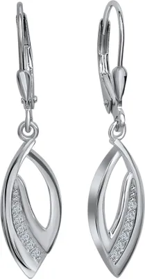 Produktbild von V Ohrhänger 925 Silber Zirkonia weiß 925/- Sterling Silber 3,7cm weiß Zirkonia weiß 025230108R