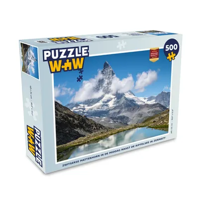 Obrázok produktu pre MuchoWow® Puzzle 500 ks Švajčiarsky Matterhorn popoludní pri jazere Riffelsee v Zermatte