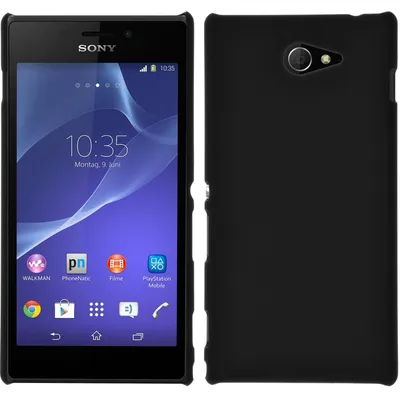 Produktbild von PhoneNatic Case kompatibel mit Sony Xperia M2 - Hülle schwarz gummiert Hard-case + 2 Schutzfolien
