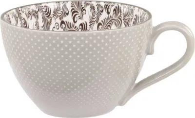 Produktbild von Chic Antique Tasse ARÉS Grau Innenseite mit Muster in Mokka 470 ml Porzellan