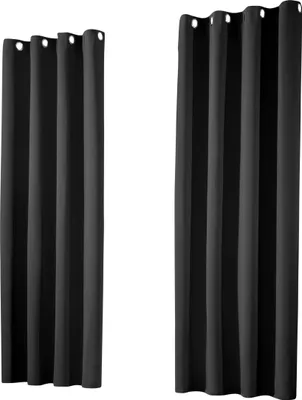 Produktbild von heimtexland ® 1 Paar Verdunklungsgardinen Thermovorhänge Ösenschal  Typ139 Schwarz HxB 245 x 135 cm