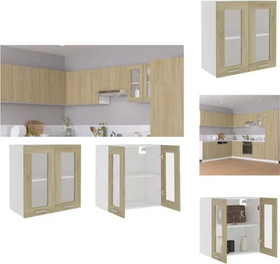 Produktbild von vidaXL Hängeglasschrank Sonoma-Eiche 60x31x60 cm Holzwerkstoff -  Küchenschränke
