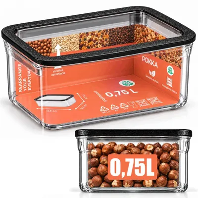 Obrázek produktu pro KONTEJNER/ORGANIZÉR NA POTRAVINY POKKA, PRO Sypké potraviny, ČERNÁ, LOFT, objem 0,75 l