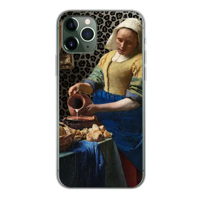 Produktbild von MuchoWow® Handyhülle Schutzhülle Hülle für iPhone 11 Pro Milchmädchen - Kunst - Pantherdruck - Vermeer - Gemälde - Alte Meister Silikon Softcase Handy Hülle - Handy