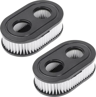Two black and white air filters are shown against a white background.