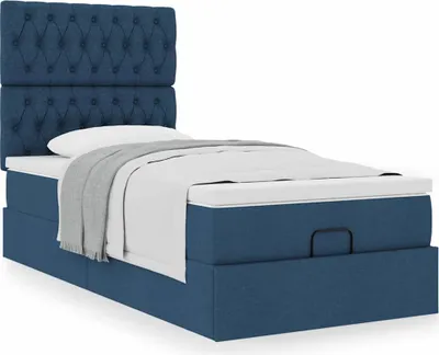 Produktbild von Hochwertig Ottoman-Bett mit Matratze Blau 100x200 cm Stoff 3313222