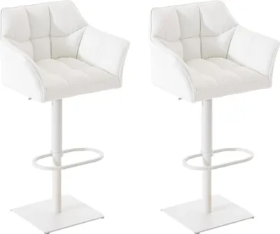 Produktbild von CLP 2er Set Barhocker Damaso Kunstleder drehbar und höhenverstellbar weiß Gestell Farbe weiß