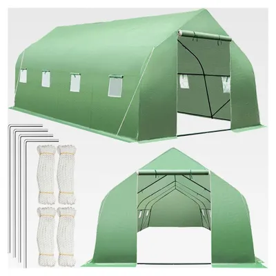 Produktbild von Gewächshaus Foliengewächshaus 18m² | 600 x 300 x 205 cm | Treibhaus mit 8 Fenstern und Fliegenschutzgitter, Folientunnel zur Überdachung, Tomatenhaus