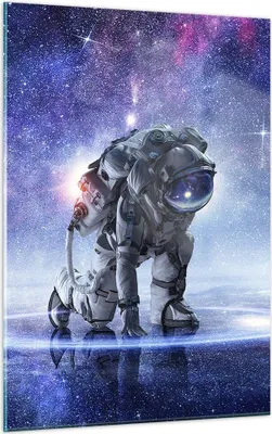 Produktbild von Bilder auf glas - Einteilig - Kosmonaut Weltraum - 50x70cm - Glasbilder - Wandbilder - Bilder - zum Aufhängen bereit - Wanddekoration aus Glas - Glas Bilder - Wandbild auf Glas - GPA50x70-3985