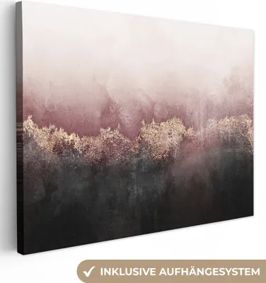 Obrázek produktu pro OneMillionCanvasses® - Plátna - Třpytky - Zlatá - abstraktní, nástěnné umění, nástěnné dekorace Obývací pokoj, 120x90cm