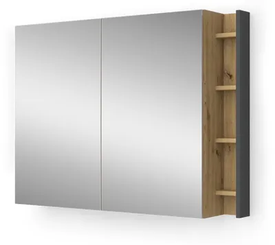 Produktbild von Badspiegelschrank Vicco Edelin Anthrazit/Artisan 100 x 75 cm mit Regalen, Model 57989