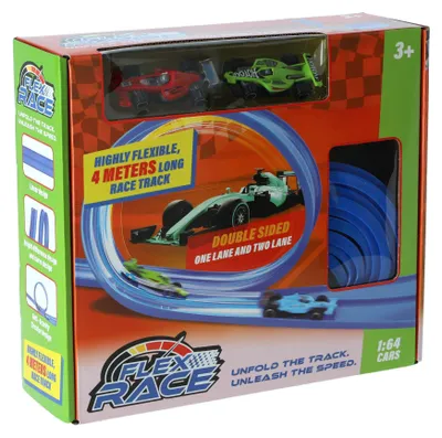 Immagine prodotto di Pista da corsa flessibile KiddyGo da 4 metri, blu - Pista da corsa giocattolo
