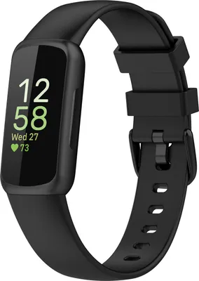 Produktbild von Silikon-Smartwatch-Armband – Passend für Fitbit Inspire 3 – Schwarz – Strap-it Uhrenarmband / Armband / Armband – Größe: S