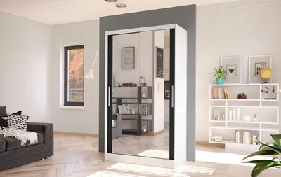 Produktbild von Moderner Kleiderschrank BRUNO 7 – Breite 100 cm, weiß / schwarz