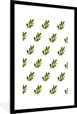 Produktbild von MuchoWow® MuchoWow® Gerahmtes Poster Blätter - Muster - Grün 60x90 cm - Poster mit zchwarzem Bilderrahmen - Dekoration - Wandposter Wohnzimmer - Hochwertig
