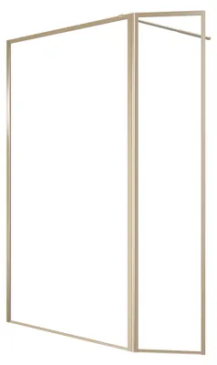 Immagine prodotto di Schermo doccia oro Marwell Walk In Shower Golden Frame 200x120cm - Schermo doccia con porta a battente 180° - con vetro temperato da 5 mm - telaio in alluminio di alta qualità