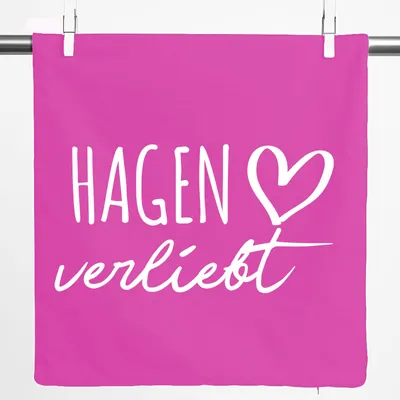 Produktbild von Huuraa Kissenbezug Hagen verliebt 40x40cm Fuchsia Baumwolle Dekokissenbezug Geschenkidee