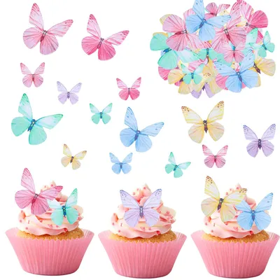 72 essbare Schmetterlinge für Torten, Muffins & Cupcakes – bunt