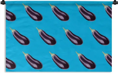 Produktbild von MuchoWow® Wandteppich Wandbehang Gemüse - Aubergine - Muster - Blau 150x100 cm Tapisserie Dekoration Wandtuch - Waschbar - Tapisserien - Wand-Decke