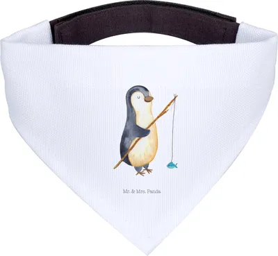Produktbild von Mr. & Mrs. Panda Hundehalstuch Pinguin Angler - Weiß - Geschenk, Dreieckstuch, Angelurlaub, Hobby, Schal Für Hunde, Urlaub, Neustart, Angeln, Bandana, Halstuch Hund