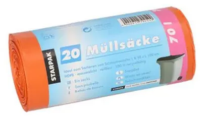 Produktbild von STARPAK Mülleimerbeutel HDPE 70 Liter orange 20 Beutel auf Rolle