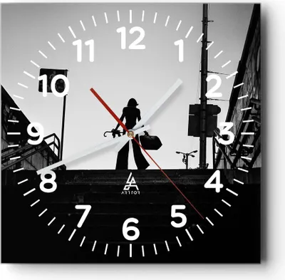 Produktbild von Wanduhr - Quadrat - Glasuhr - Schatten Fotografie Treppen - 40x40cm - Schleichendes Uhrwerk - Lautlos - zum Aufhängen bereit - Dekoration Modern - Wanddekoration aus Glas - C4AC40x40-4365
