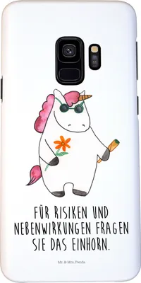 Produktbild von Mr. & Mrs. Panda Samsung Galaxy S9 Handyhülle Einhorn Woodstock - Weiß - Geschenk, Cover, Hülle, Alkohol, Einhörner, Unicorn, Party, Joint, Handy Schutzhülle, Smartphone