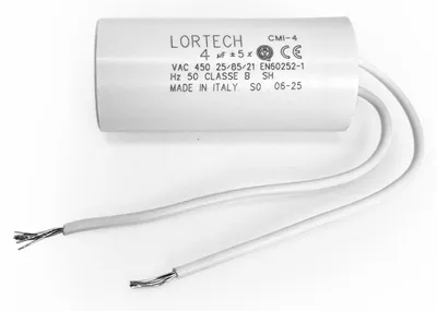 Rollladen-Kondensator 4µF, Aluminium, zylindrisch, mit Draht