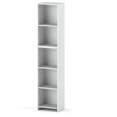 Zdjęcie produktu dla STIV Möbel | Regał Biały Mat 40x189 cm | 5 półek | Wąski regał do salonu, biura, przedpokoju lub pokoju dziecięcego