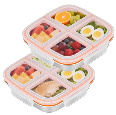 Produktbild von Omgoods – Set aus 2 wiederverwendbaren Snackboxen mit 4 Fächern
