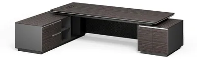 Immagine prodotto di Moderna scrivania angolare in legno dalla struttura robusta e dai dettagli raffinati