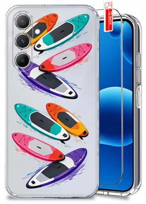 Produktbild von Hülle für Samsung A34 5G – Sommermotive, farbenfrohe, transparente Hülle + Displayschutzglas