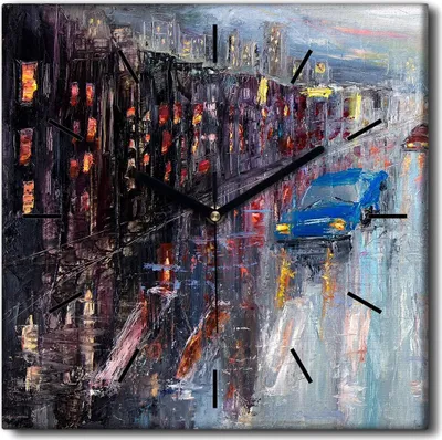 Produktbild von Coloray Uhr auf Leinwand 30x30 cm Wand Uhr Dekoration Wohnzimmer Segeltuch schwarze Hände -Stadtregenschirm