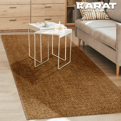 Zdjęcie produktu dla Dywan do salonu Cheron wytrzymały, tkany na płasko z krótkim włosiem 2 kolory brązowy 80 x 150 cm