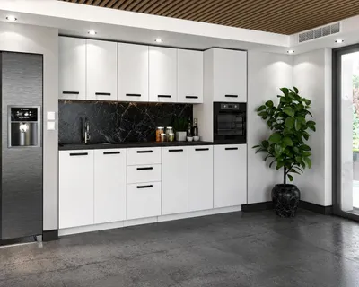 Produktbild von ULWEHOME | Küchenzeile 260 cm Mattweiß, Küchenmöbel-Set Weiß Matt mit Backofen-Hochschrank, Spülenschrank & geteilten Arbeitsplatten 120 cm, KI-generiertes Bild