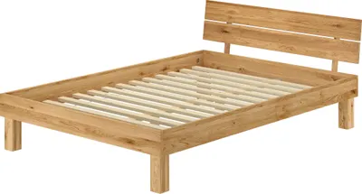 Produktbild von Doppelbett Massivholzbett Bettrahmen140x200 Eiche geölt Zubehör wählbar V-60.88-14Rollrost inkl.