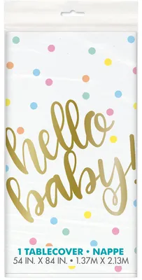 Produktbild von Tischdecke Hello Baby weiß und gold 137 x 213 cm gepunktet - Einheitsgröße
