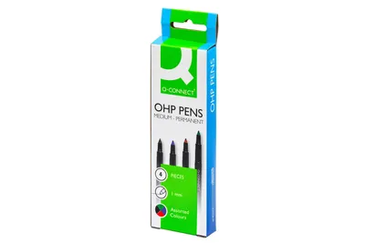 Productafbeelding van Q-Connect® KF01198 Fiberpen - permanent, ca. 1 mm (M), set van 4
