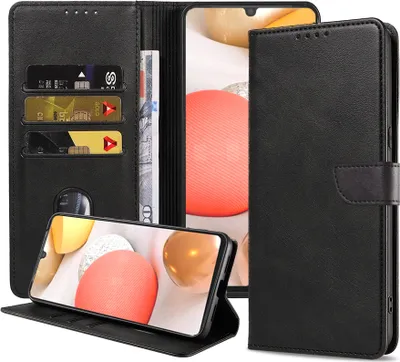 Image de Convient à Samsung Galaxy A42 5G
Etui de téléphone en faux cuir avec lèvre magnétique et porte-cartes Etui de livre avec
Rabat - Noir - Smartphonics