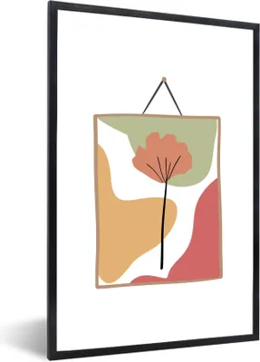 Produktbild von MuchoWow® MuchoWow® Gerahmtes Poster Blätter - Rahmen - Pastell - Flecken 20x30 cm - Poster mit zchwarzem Bilderrahmen - Drucken - Bilder Poster im Rahmen