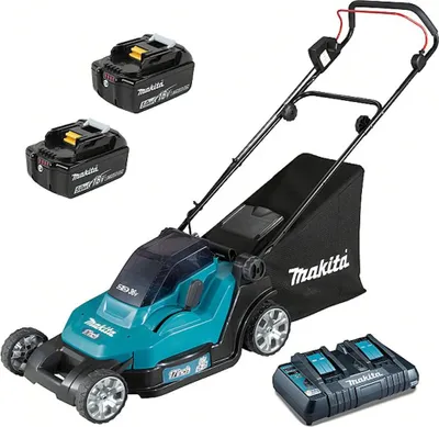 Produktbild von Makita DLM432CT2 HandgefÃ1/4hrter Rasenmäher, Elektromotor, 43cm Schnittbreite, Grasfang hinten